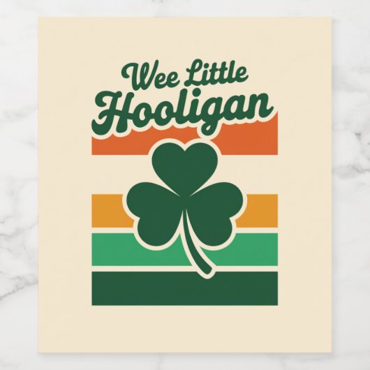 St Patricks Day Wee Little Hooligan Funny Weinetikett (Einzelnes Label)