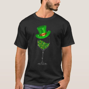 St Patrick's Day Weinglas Kleeblatt Irish Wine T-Shirt