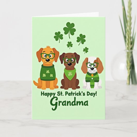 St. Patricks Day Welpen Oma Karte (Vorderseite)