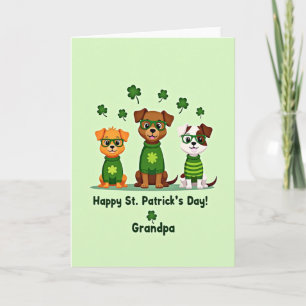 St. Patricks Day Welpen Opa Karte