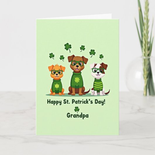 St. Patricks Day Welpen Opa Karte (Vorderseite)