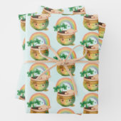 St. Patrick's Day Whimsical Rainbow & Clover Geschenkpapier Set (Beispiel)