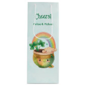 St. Patrick's Day Whimsical Rainbow & Clover Geschenktüte Für Weinflaschen (Vorderseite)