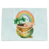 St. Patrick's Day Whimsical Rainbow & Clover Große Geschenktüte (Vorderseite)