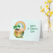 St. Patrick's Day Whimsical Rainbow & Clover Karte (Gelbe Blume)