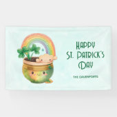 St. Patrick's Day Whimsical Rainbow & Clover Party Banner (Horizontal)