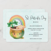 St. Patrick's Day Whimsical Rainbow & Clover Party Einladung (Vorne/Hinten)
