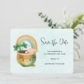 St. Patrick's Day Whimsical Rainbow & Clover Save The Date (Stehend Vorderseite)