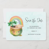 St. Patrick's Day Whimsical Rainbow & Clover Save The Date (Vorderseite)
