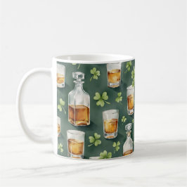 St. Patrick's Day Whiskey und Shamrock-Muster Kaffeetasse