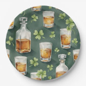 St. Patrick's Day Whiskey und Shamrock-Muster Pappteller (Vorderseite)