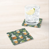 St. Patrick's Day Whiskey und Shamrock-Muster Rechteckiger Pappuntersetzer (Vor Ort)
