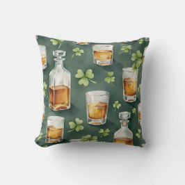 St. Patrick's Day Whiskey und Shamrocks Muster Kissen