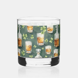 St. Patrick's Day Whiskey und Shamrocks Muster Whiskyglas