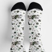 St Patrick's Day White & Green Skulls & Rose Socken (Oben)