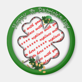 St Patrick's Day White Kleeblatt Foto Rahmen Magnet