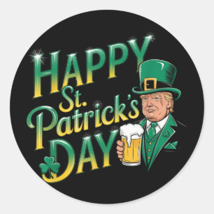 St Patricks Day wieder groß, Funny Trump Men W Runder Aufkleber