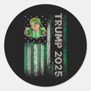 St Patricks Day wieder groß, Funny Trump Men W Runder Aufkleber