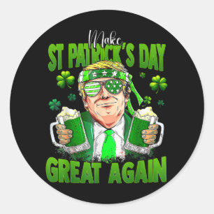St Patricks Day wieder groß, Funny Trump Men W Runder Aufkleber