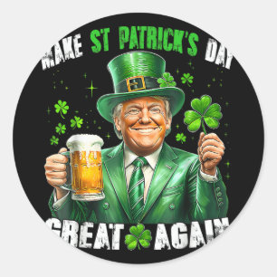 St Patricks Day wieder groß, Funny Trump Men W Runder Aufkleber