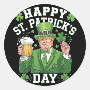 St Patricks Day wieder groß, Funny Trump Men W Runder Aufkleber