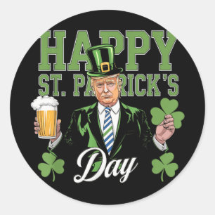 St Patricks Day wieder groß, Funny Trump Men W Runder Aufkleber