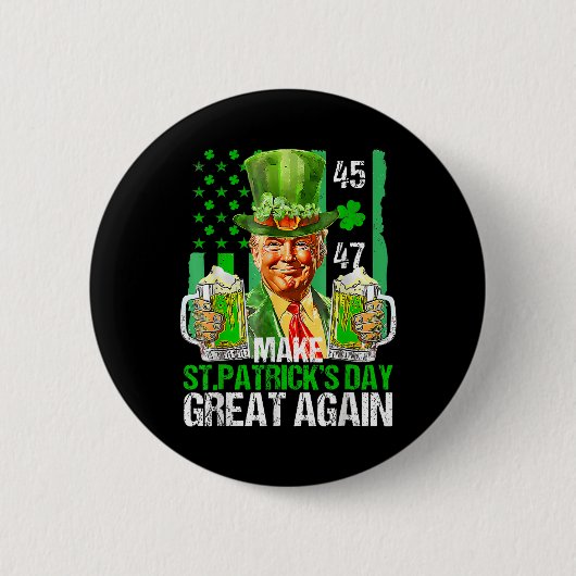 St Patricks Day wieder zum großen Kleeblatt für Tr Button (Vorderseite)