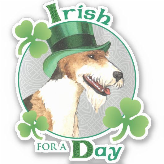 St. Patrick's Day Wire Fox Terrier Vinyl Sticker (Vorderseite)
