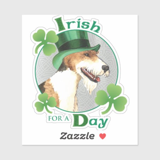 St. Patrick's Day Wire Fox Terrier Vinyl Sticker (Blatt)