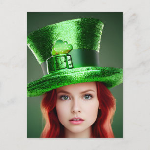St. Patricks Day Woman Postkarte