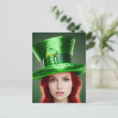 St. Patricks Day Woman Postkarte (Stehend Vorderseite)