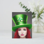 St. Patricks Day Woman Postkarte (Stehend Vorderseite)
