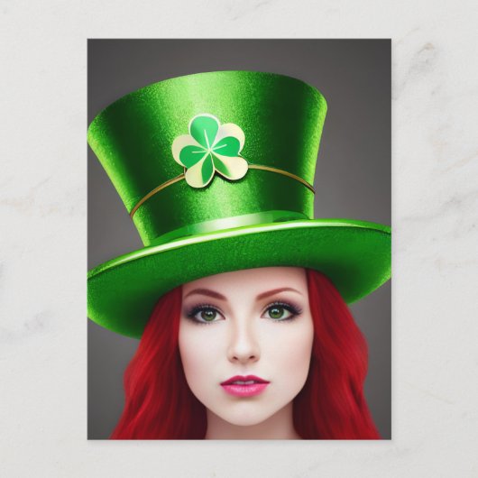 St. Patricks Day Woman Postkarte (Vorderseite)