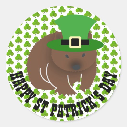 St Patricks Day Wombat Runder Aufkleber (Vorderseite)