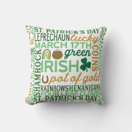 St Patrick's Day Word Art Collage Throw Kissen