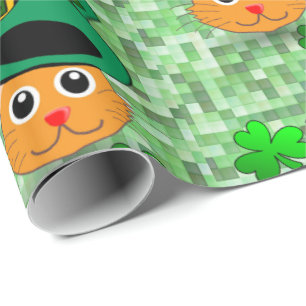 St. Patrick's Day Wrapping Paper Cat Geschenkpapier