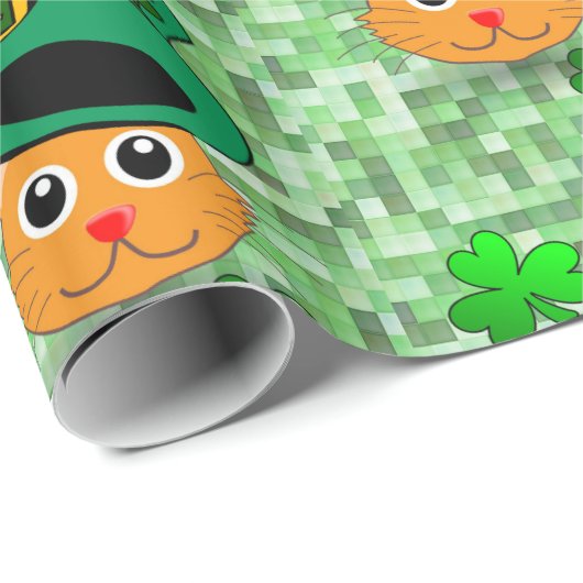 St. Patrick's Day Wrapping Paper Cat Geschenkpapier (Rolleneckpunkt)