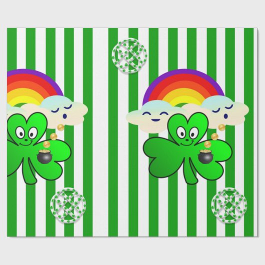 St. Patrick's Day Wrapping Paper Clover Geschenkpapier (Flach)