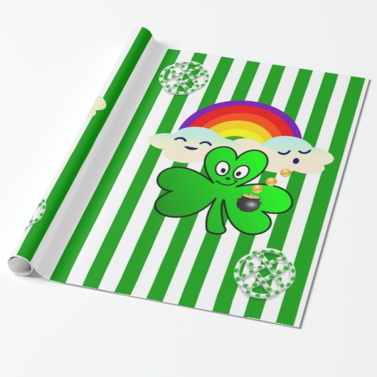 St. Patrick's Day Wrapping Paper Clover Geschenkpapier (Ungerollt)