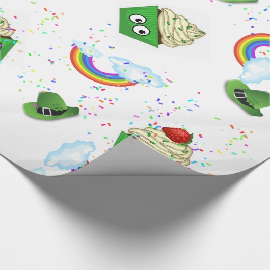 St. Patrick's Day Wrapping Paper Cupcake Rainbow Geschenkpapier (Ecke)