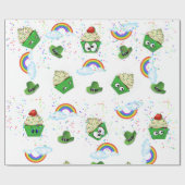 St. Patrick's Day Wrapping Paper Cupcake Rainbow Geschenkpapier (Flach)