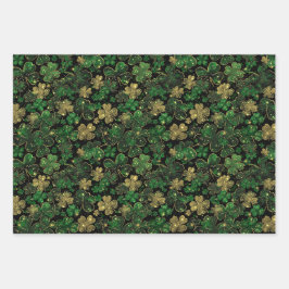 St Patricks Day Wrapping Paper Flat Sheet Set 3 Geschenkpapier Set