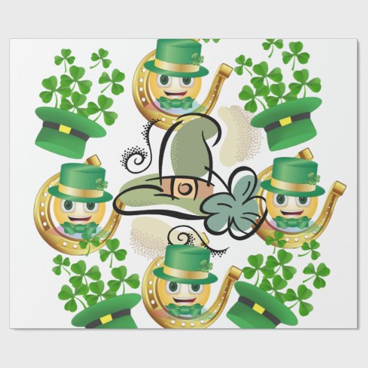 St. Patrick's Day Wrapping Paper Horseshoe Geschenkpapier (Flach)