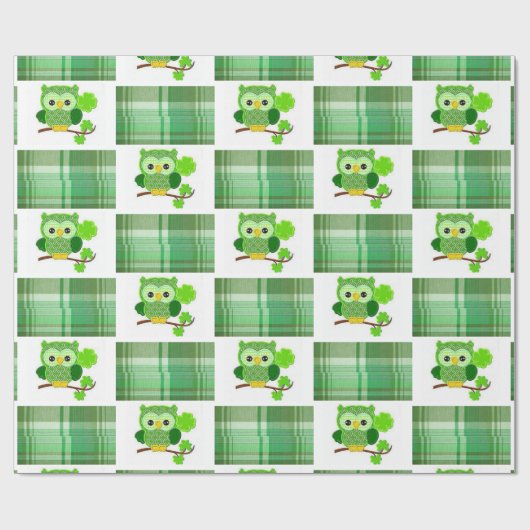 St. Patrick's Day Wrapping Paper Owl Geschenkpapier (Flach)
