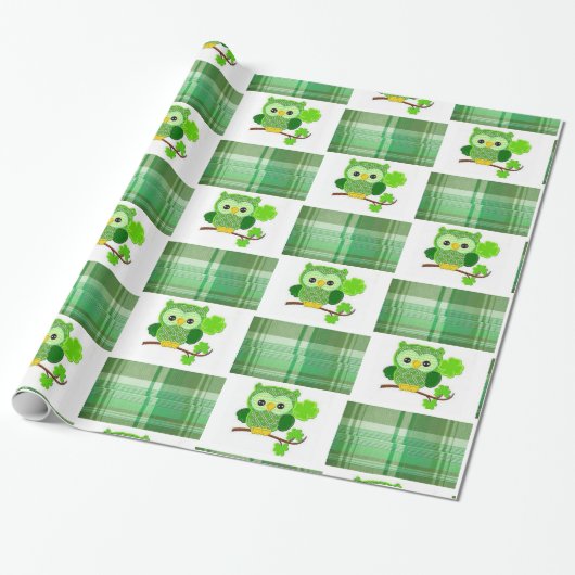 St. Patrick's Day Wrapping Paper Owl Geschenkpapier (Ungerollt)