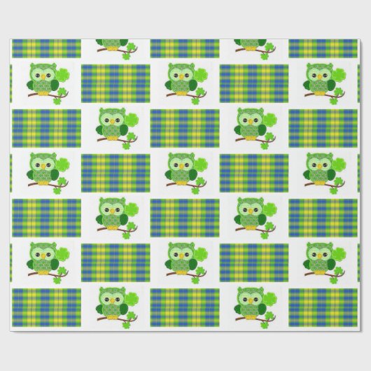 St. Patrick's Day Wrapping Paper Owl Geschenkpapier (Flach)