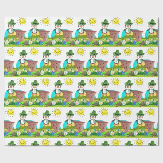 St. Patrick's Day Wrapping Paper Pinguin Geschenkpapier (Flach)