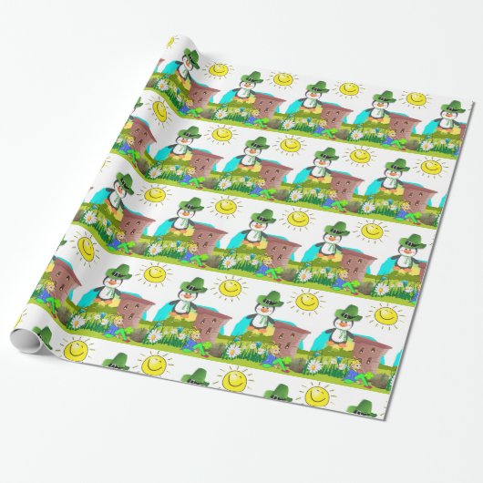 St. Patrick's Day Wrapping Paper Pinguin Geschenkpapier (Ungerollt)
