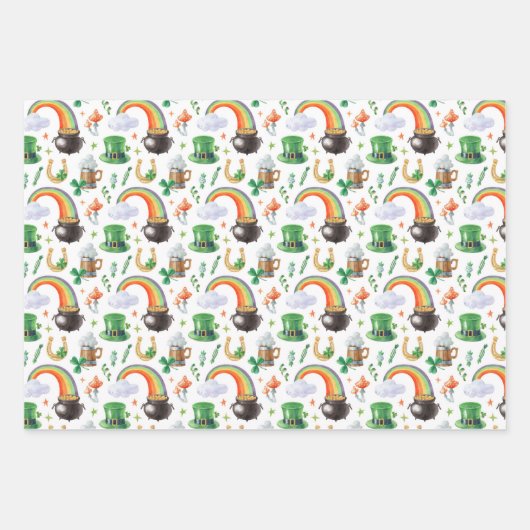 St. Patrick's Day Wrapping Paper Set von 3 Geschenkpapier Set (Vorderseite)