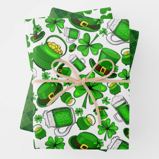 St.Patrick's Day Wrapping Paper Set von 3 Geschenkpapier Set (Beispiel)